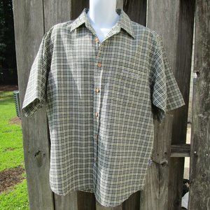 Southpole Men's Medium Short Sleeve Yellow Black Plaid Button Down Shirt